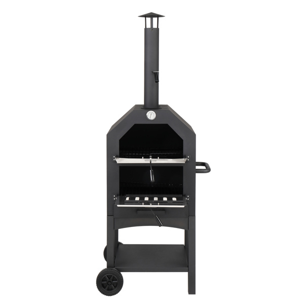 Freestanding Carbon Grill With Chimney, Wheels, Pizza Stone, And Pizza Shovel - Image 5