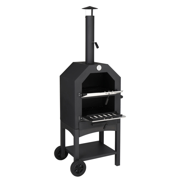 Freestanding Carbon Grill With Chimney, Wheels, Pizza Stone, And Pizza Shovel - Image 8