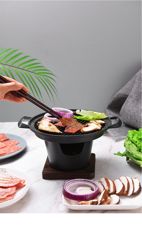 Mini BBQ Grill Alcohol Stove Home Smokeless Barbecue Grill Outdoor BBQ Plate Roasting Meat Tools - Image 3