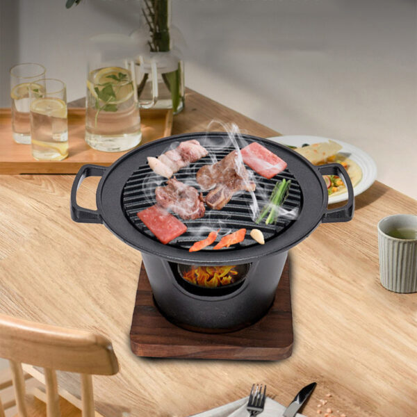 Mini BBQ Grill Alcohol Stove Home Smokeless Barbecue Grill Outdoor BBQ Plate Roasting Meat Tools - Image 9