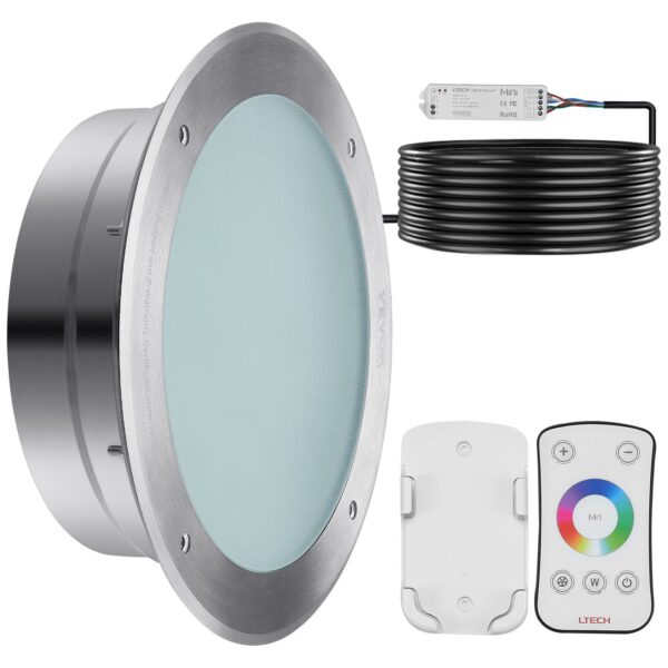 VEVOR 12V LED Pool Light, 10 Inch 40W, RGBW Color Changing Inground Swimming Pool Spa Light Underwater, With 50 FT Cord Remote Control, Fit For 10 In Large Wet Niches, IP68 & Tested To UL Standards - Image 5