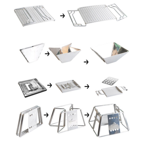 Portable Stainless Steel BBQ Grill Non-stick Surface Folding Barbecue Grill Outdoor Camping Picnic Tool - Image 4
