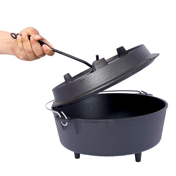 Outdoor Camping Deep Pot For Camping Fireplace Cooking Barbecue Baking Campfire With Leg Base - Image 9