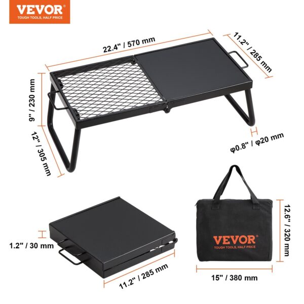 VEVOR Folding Campfire Grill, Heavy Duty Steel Mesh Grate, 22.4 Portable Camping Grates Over Fire Pit, Camp Fire Cooking Equipment With Legs Carrying Bag, Grilling Rack For Outdoor Open Flame Cooking - Image 8