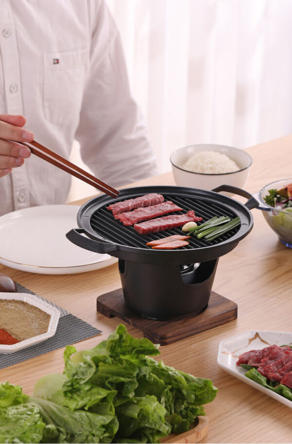 Mini BBQ Grill Alcohol Stove Home Smokeless Barbecue Grill Outdoor BBQ Plate Roasting Meat Tools - Image 2