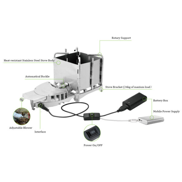 Outdoor Portable Stainless Steel Wood Stove Folding Camping - Image 2