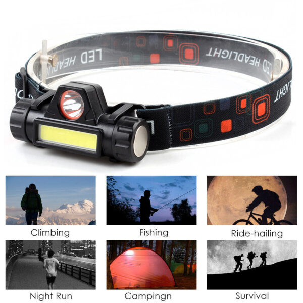 Waterproof LED headlamp COB work light 2 light mode with magnet headlight built-in 18650 battery suit for fishing, camping, etc. - Image 5