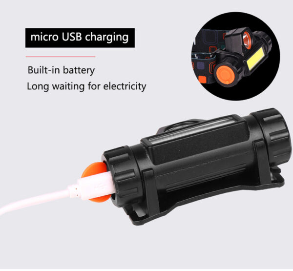 Waterproof LED headlamp COB work light 2 light mode with magnet headlight built-in 18650 battery suit for fishing, camping, etc. - Image 8
