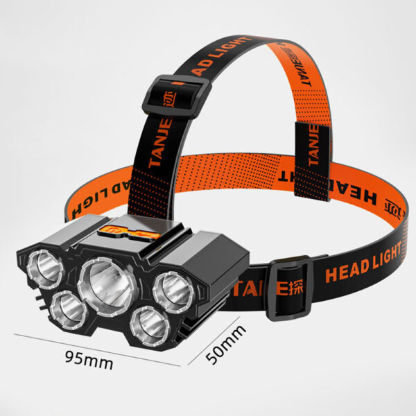 USB Strong Light Super Bright Rechargeable Fishing Five Head Lamp - Image 5