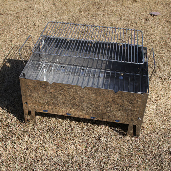 Outdoor portable charcoal grill outdoor household portable stove black steel oven box type stove burning picnic tools wholesale - Image 2
