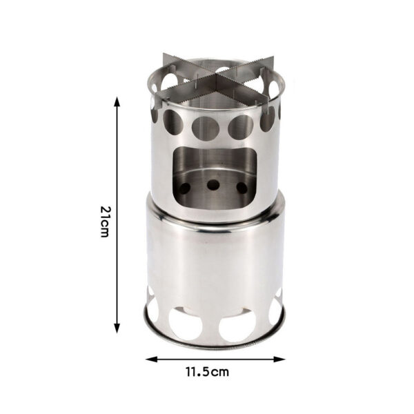 Portable Camping Stove Combo Wood Burning Stainless Steel Stove And Cooking Pot Set For Outdoor Backpacking Fishing Hiking - Image 2