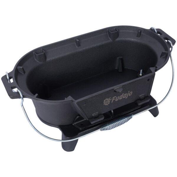Outdoor Oval Cast Iron Grill, Portable Charcoal Grill, And Desktop Cast Iron Frying Pan - Image 5