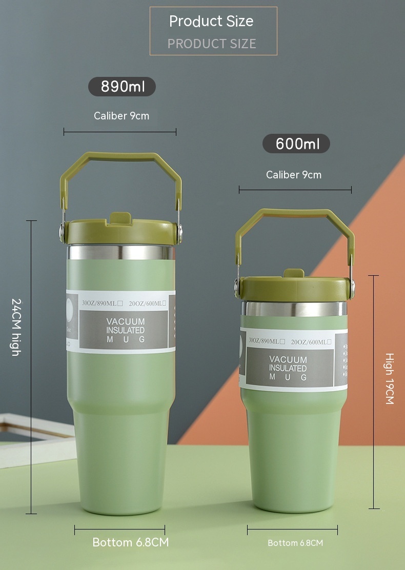 Portable Car Cup Stainless Steel Cup Travel Sports Water Bottle With Handle Cover Coffee Tumbler Cup - Image 5