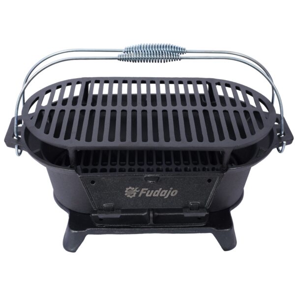Outdoor Oval Cast Iron Grill, Portable Charcoal Grill, And Desktop Cast Iron Frying Pan - Image 7