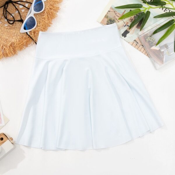 Summer Solid Color Separate Swim Skirt Anti-slip Half Skirt Women's Beach High Waist Belly Cover Swimming Sports Bikini Skirt - Image 2
