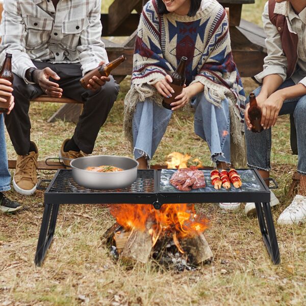 VEVOR Folding Campfire Grill, Heavy Duty Steel Mesh Grate, 22.4 Portable Camping Grates Over Fire Pit, Camp Fire Cooking Equipment With Legs Carrying Bag, Grilling Rack For Outdoor Open Flame Cooking - Image 6