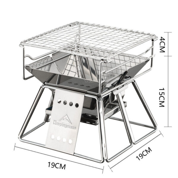 Portable Stainless Steel BBQ Grill Non-stick Surface Folding Barbecue Grill Outdoor Camping Picnic Tool - Image 2